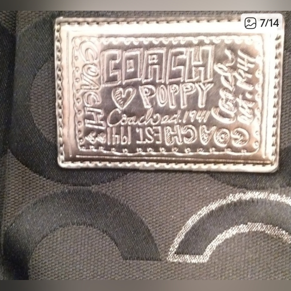 Coach Poppy Metallic Glam Signature Tote Bag & Poppy Key & Card Holder - Picture 10 of 16